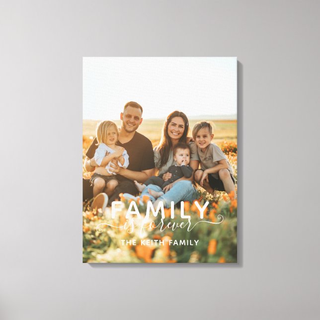 Family Is Forever Photo Simple Modern Keepsake Canvas Print (Front)