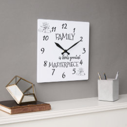 Family is God's Masterpiece Square Wall Clock