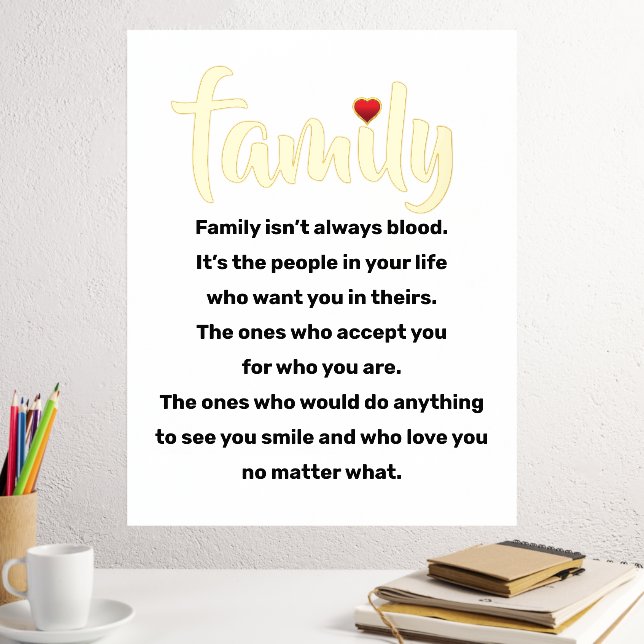 Family isn't always blood quote typography gold foil prints (In Situ (Desk 2))
