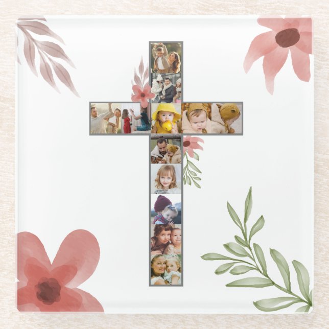 Family Jesus Cross Christian Church Lover Glass Coaster (Front)
