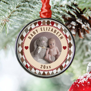 Family Keepsake Baby First Christmas Photo Metal Tree Decoration