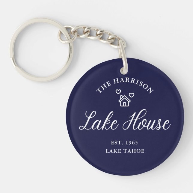 Family Lake House Coastal Custom Decor Key Ring (Front)