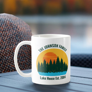 Family Lake House Cute Customised Sunset Coffee Mug