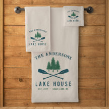 Family Lake House Modern Rustic Boat Oar Pine Tree