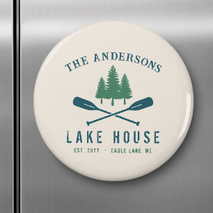 Family Lake House Modern Rustic Boat Oar Pine Tree Magnet