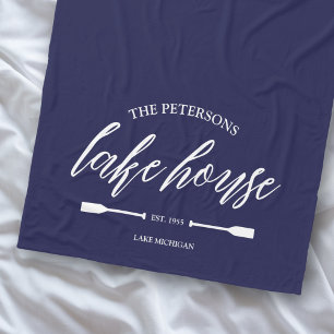 Family Lake House Rental Nautical Custom Decor Fleece Blanket