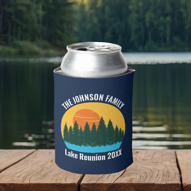Family Lake Reunion Cute Customised Sunset Can Cooler (Creator Uploaded)
