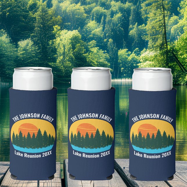 Family Lake Reunion Cute Customised Sunset Seltzer Can Cooler (Creator Uploaded)