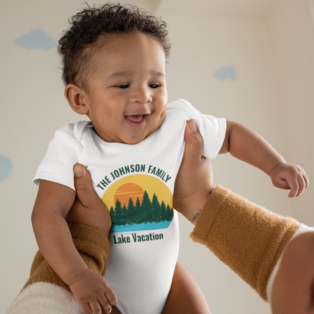 Family Lake Trip Cute Customised Sunset Baby Bodysuit (Creator Uploaded)