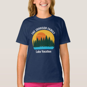 Family Lake Trip Cute Customised Sunset Kids T-Shirt