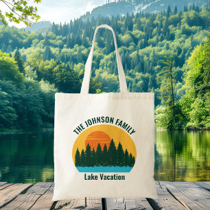 Family Lake Trip Cute Customized Sunset Tote Bag