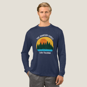 Family Lake Trip Sunset Custom Long Sleeve Tri-Blend Shirt