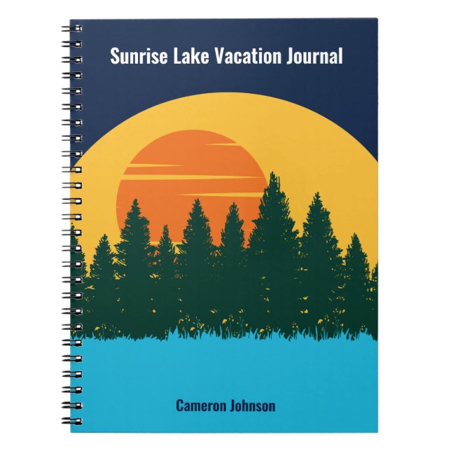 Family Lake Vacation Cute Customised Sunset Notebook (Front)