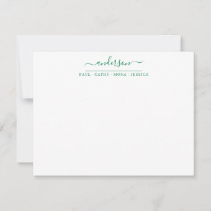 Family Last Name Forest Green Script Calligraphy Card