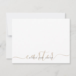 Family Last Name Wedding Light Beige Brown Script Card