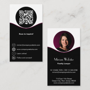 Family Lawyer Black & White Business Card