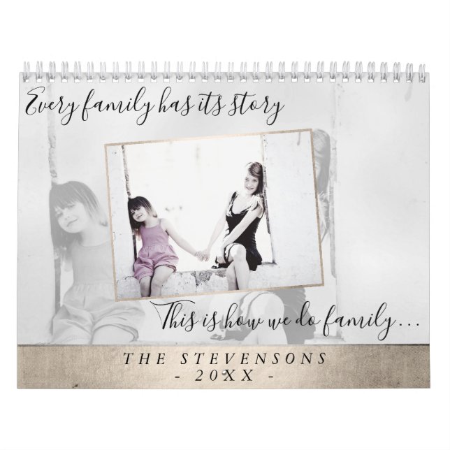 Family Life | Elegant Gold Year in Pics | 12 Photo Calendar (Cover)