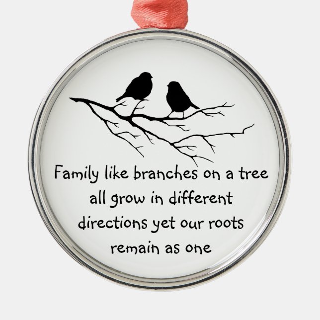 Family like branches on a tree Saying Birds Metal Tree Decoration (Front)