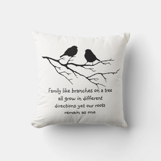 Family like branches on a tree Saying with Birds Cushion (Front)