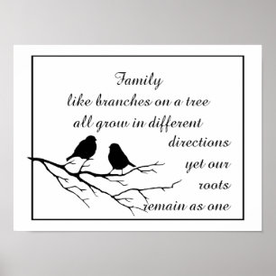 Family like branches on a tree Saying with Birds Poster
