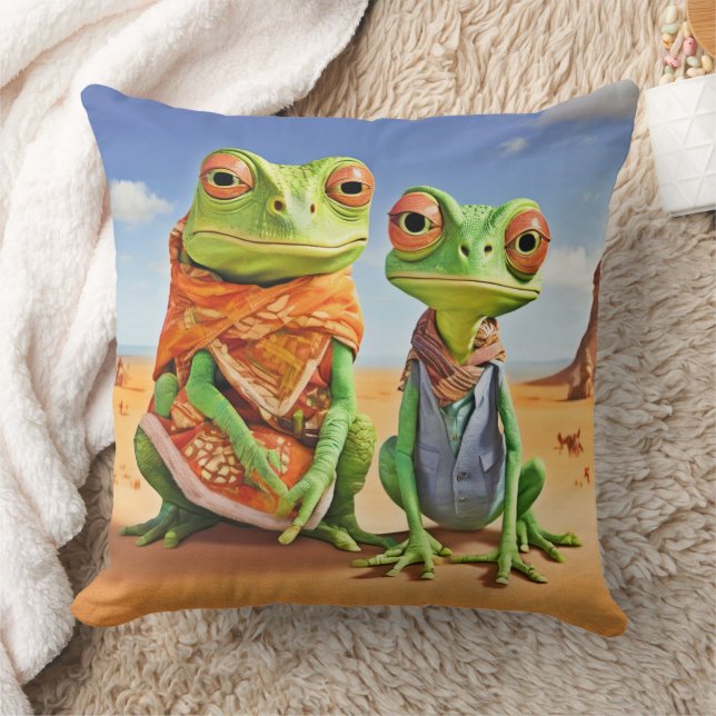 Family Lizard Artwork Cushion (Blanket)