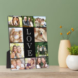 Family Love 10 Photo Collage Black Plaque<br><div class="desc">A 10 photo collage keepsake plaque that your family will treasure and enjoy for years. Personalise with ten family photos. "LOVE" is written vertically down the middle in open white typography against a black background.</div>