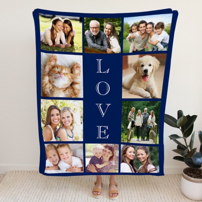 Family Love 10 Photo Collage Blue Sherpa Blanket (Creator Uploaded)