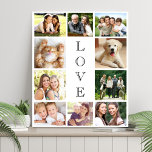 Family Love 10 Photo Collage Faux Canvas Print<br><div class="desc">A modern photo collage faux canvas print to celebrate your family,  loved ones,  friends,  pets or special event. Personalise with 10 photos. "LOVE" is written down the middle in elegant text.</div>