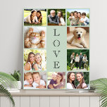 Family Love 10 Photo Collage Sage Green Faux Canvas Print<br><div class="desc">A light sage green photo collage faux canvas print to celebrate your family,  loved ones,  friends,  pets or special event. Personalise with 10 photos. "LOVE" is written down the middle in elegant typography.</div>