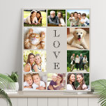 Family Love 10 Photo Collage Taupe Faux Canvas Print<br><div class="desc">A taupe photo collage faux canvas print to celebrate your family,  loved ones,  friends,  pets or special event. Personalise with 10 photos. "LOVE" is written down the middle in elegant typography.</div>