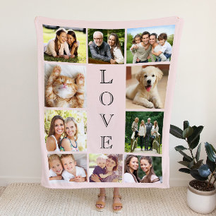 Family Love 10 Photo Pink Sherpa Blanket