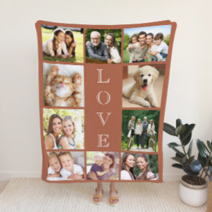 Family Love 10 Photo Terracotta Sherpa Blanket