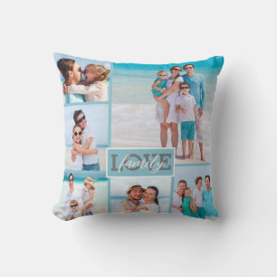 Family Love 6 Photo Beach Blue Modern  Cushion