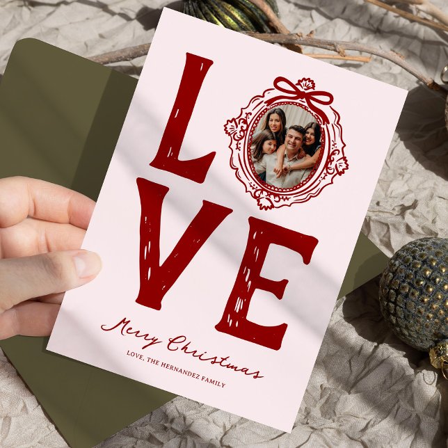 Family Love Doodle Photo Christmas Holiday Card (Creator Uploaded)