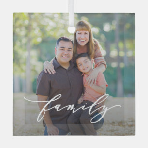 Family Love Editable Colour Custom Glass Ornament