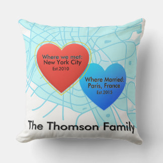 Family Love Journey Pillow – Personalized Map Hear