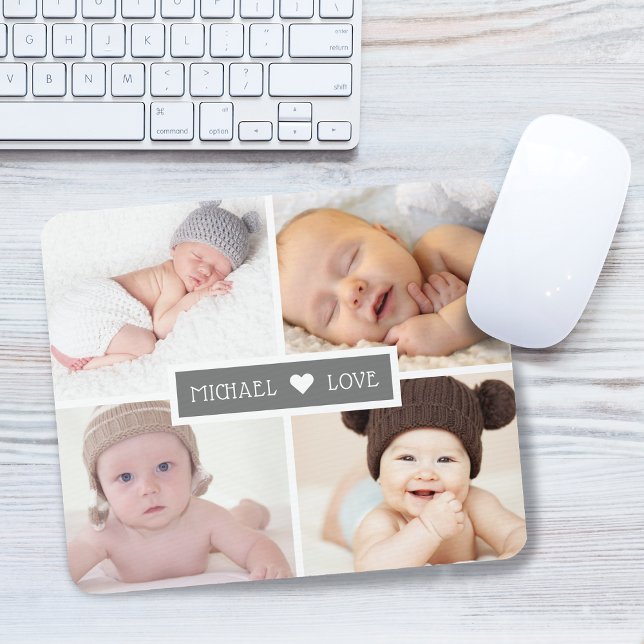 Family Love Photo Collage Gray Mouse Pad (Family Love Photo Collage Gray Mouse Pad)