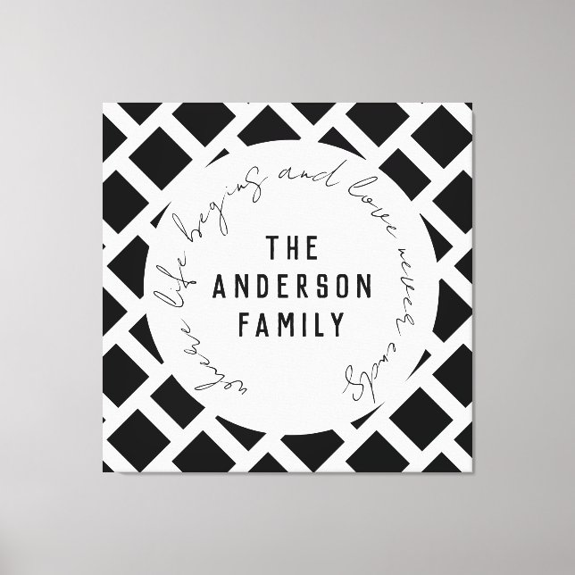 Family Love Quote Modern Black and White Canvas Pr (Front)