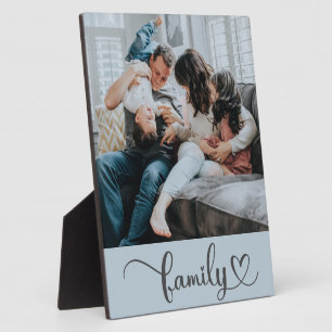 Family Love Script Custom Photo Tabletop Easel Plaque