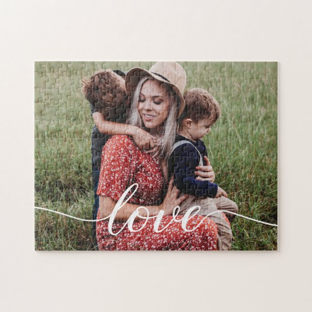 Family Love Script Personalised Photo Jigsaw Puzzle (Horizontal)