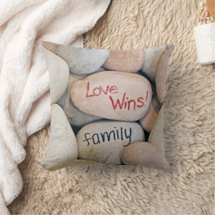family love sign on stones cushion