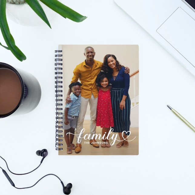 Family Love White Script Photo Custom Notebook (Creator Uploaded)