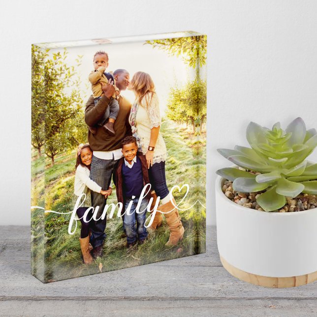 Family Love White Script Vertical Photo Block (Creator Uploaded)