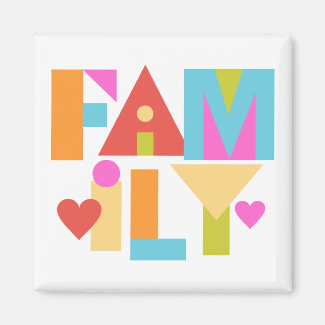 FAMILY Magnet -Colour Block Letters-Custom BG Colo (Front)