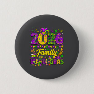 Family Mardi Gras 2026 Fat Tuesday Family Matching 6 Cm Round Badge
