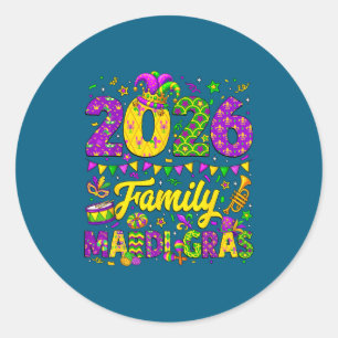 Family Mardi Gras 2026 Fat Tuesday Family Matching Classic Round Sticker