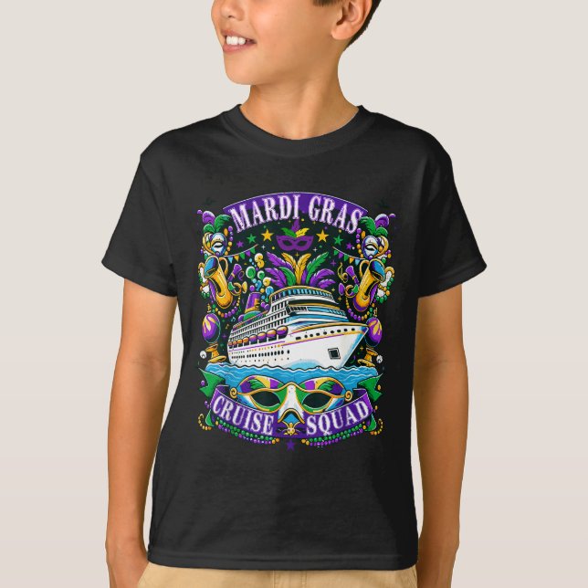 Family Mardi Gras Cruise Squad Vacation Trip Ship  T-Shirt (Front)