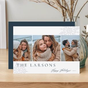 Family Marquee   Happy Holidays Three Photo Holiday Card