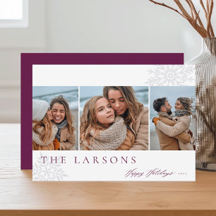 Family Marquee   Happy Holidays Three Photo Holiday Card