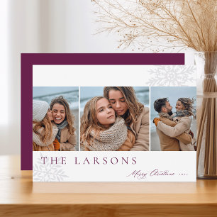 Family Marquee   Merry Christmas Three Photo Holiday Card